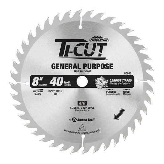 Amana Tool - 80040 - TI-CUT SAW 8"/40T ATB 5/8"