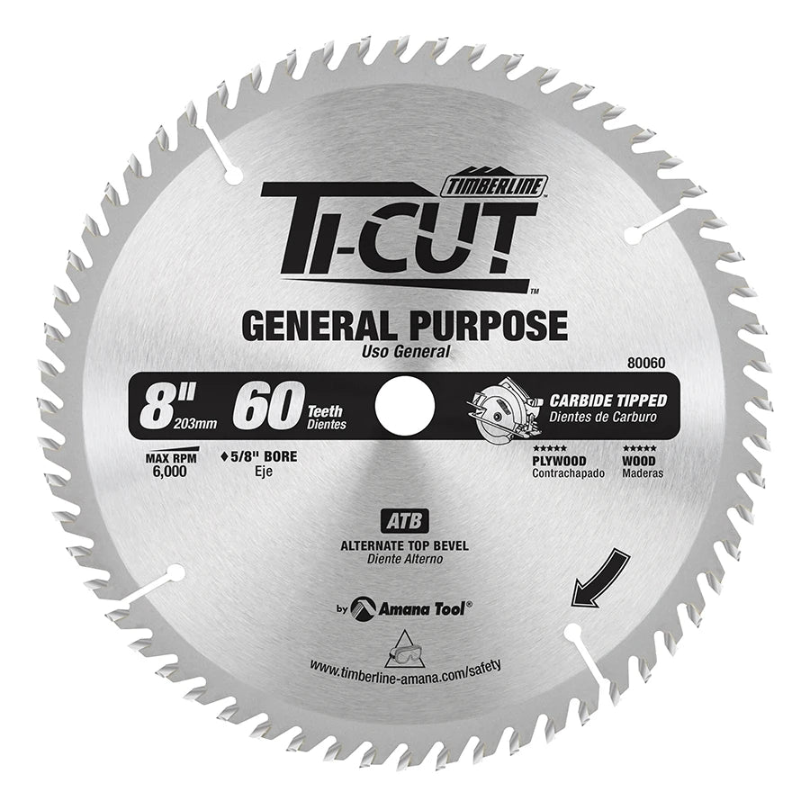 Amana Tool - 80060 - TI-CUT SAW 8"/60T ATB 5/8"