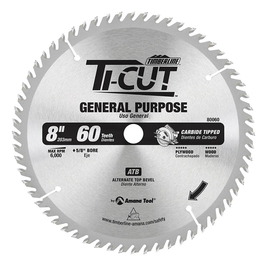 Amana Tool - 80060 - TI-CUT SAW 8"/60T ATB 5/8"