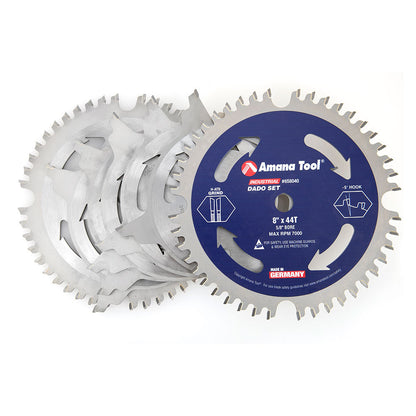 Amana Tool - 658040 - SET 3-8" 44 TEETH DADO SET