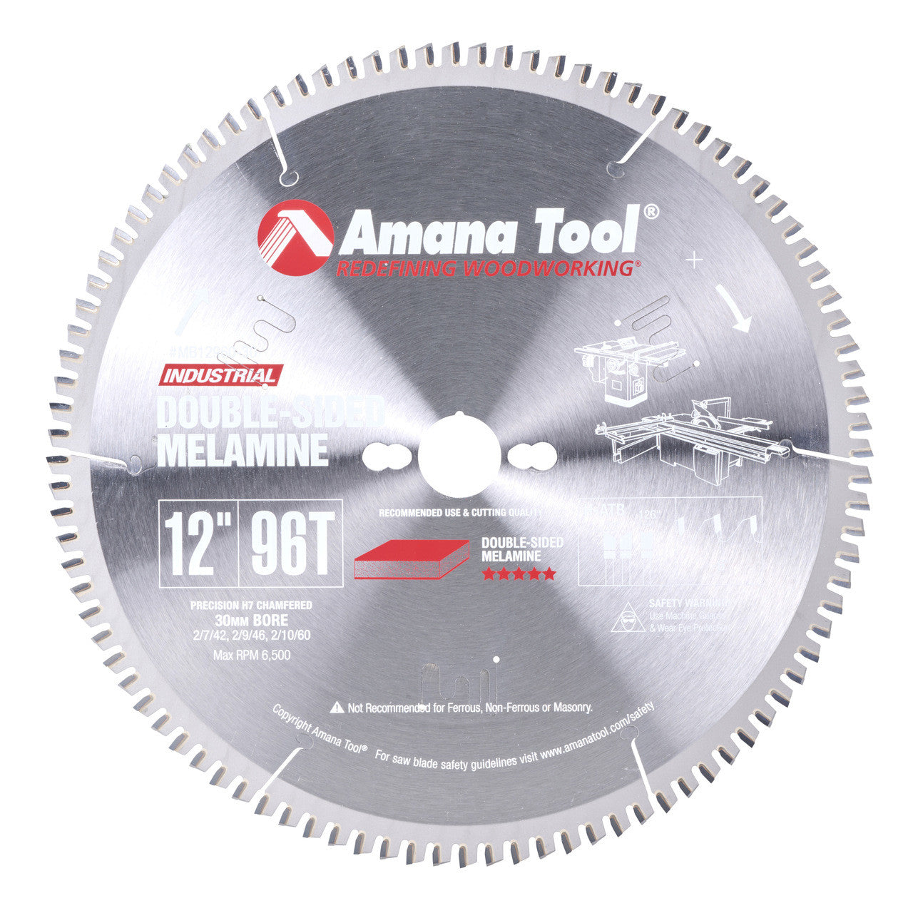 Amana Tool - MB12960-30 - 12"/96T MELAMINE BLADE H-ATB