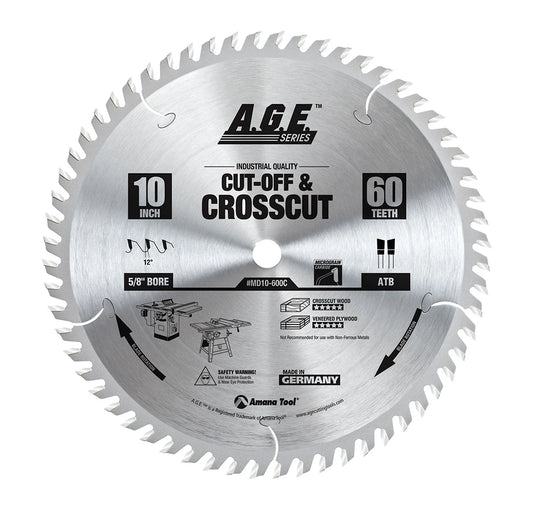 Amana Tool - MD10-600 - CROSSCUT 10"x60T ATB 5/8" BORE