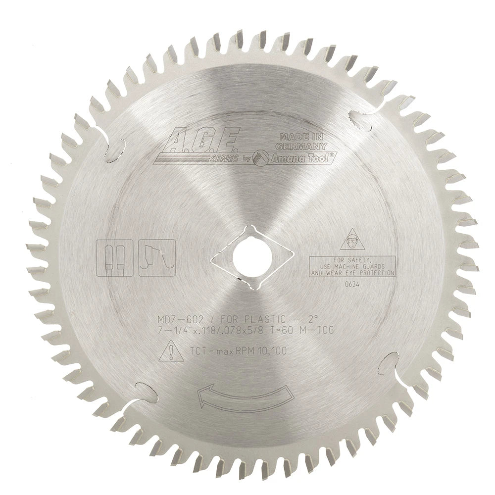 Amana Tool - MD7-602 - PLASTIC 7-1/4"x60T MTCG 5/8"BO