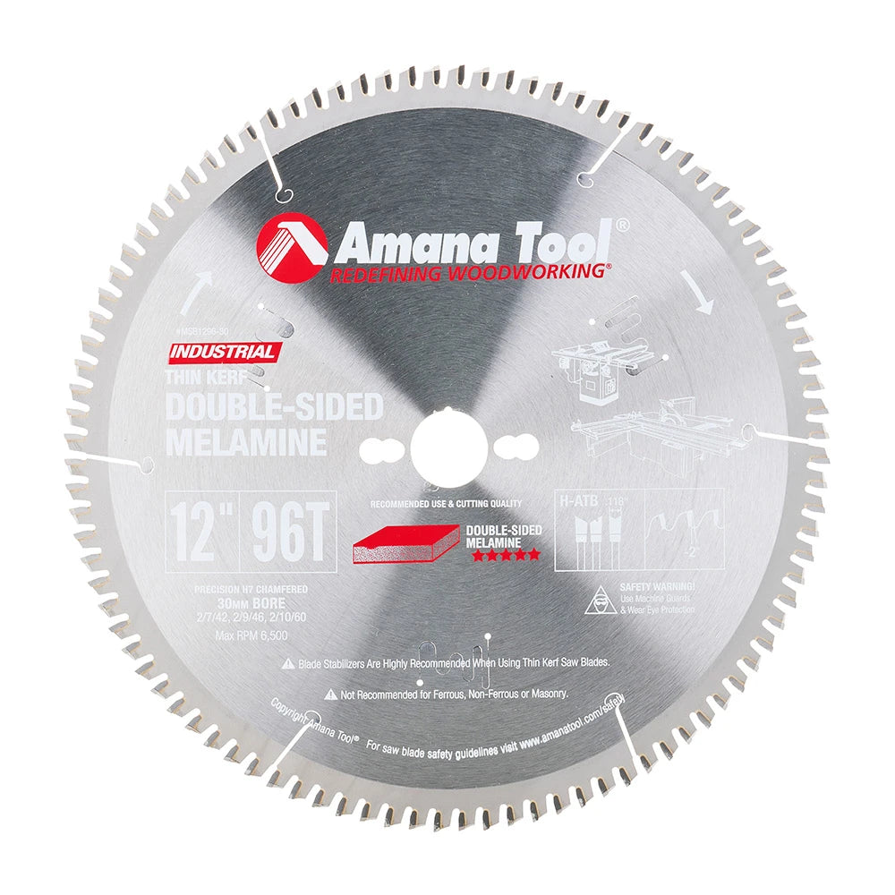 Amana Tool - MSB1296-30 - 12"/96T MELAMINE BLADE H-ATB