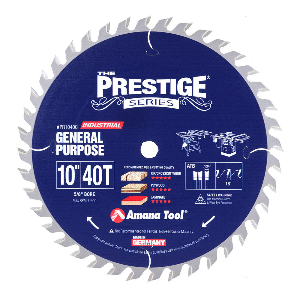 Amana Tool - PR1040C - 10"/40T PRESTIGE SAW HI-ATB
