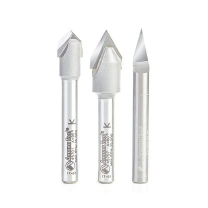 Amana Tool - AMS-129 - 3PC 30, 60 & 90 V GROOVE SET