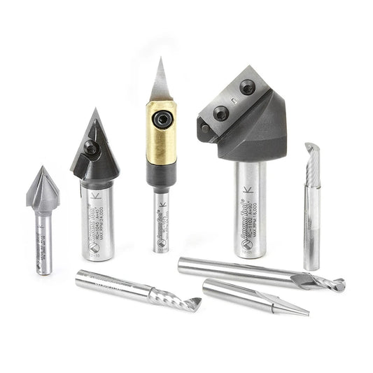 Amana Tool - AMS-130 - 8PC CNC SIGNMAKING STARTR SET