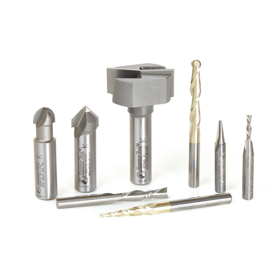 Amana Tool - AMS-133 - 8PC CNC SIGNMAKING STARTR SET