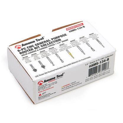 Amana Tool - AMS-134-B - 8PC GENERAL PURPOSE CNC 1/4"SK