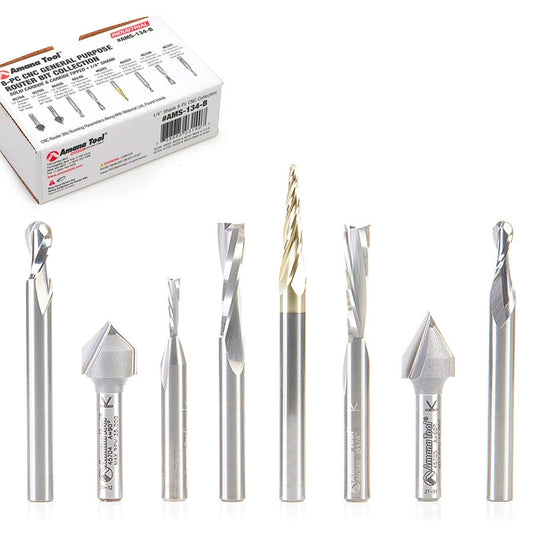 Amana Tool - AMS-134-B - 8PC GENERAL PURPOSE CNC 1/4"SK