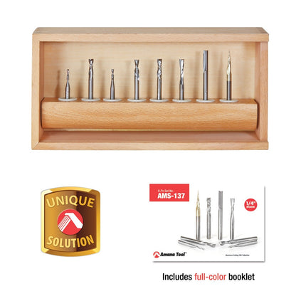 Amana Tool - AMS-137 - 8PC CNC COLLECTION 1/4 SHK SET