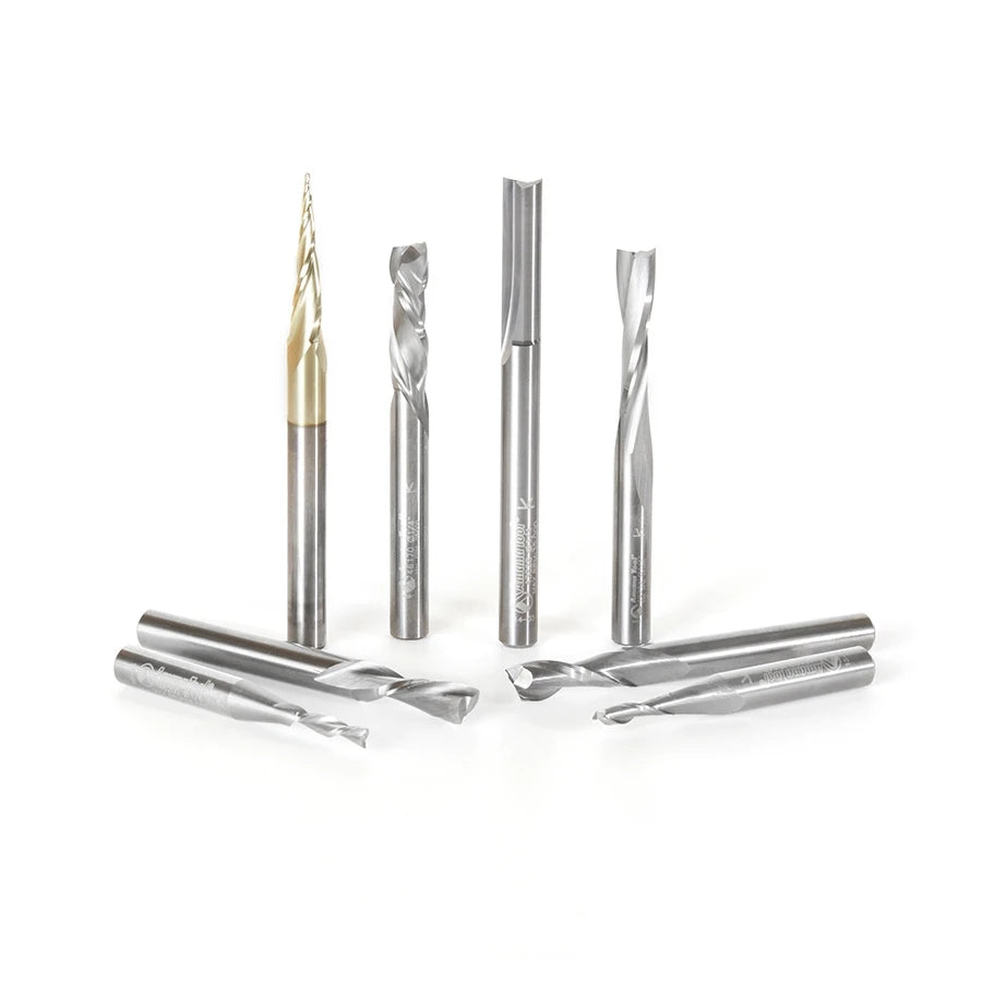Amana Tool - AMS-137 - 8PC CNC COLLECTION 1/4 SHK SET