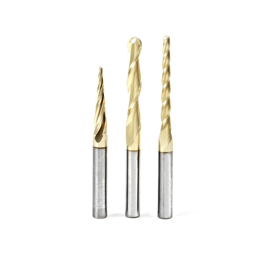 Amana Tool - AMS-142 - 3PC 3D SC CARVING BALLNOSE ZrN