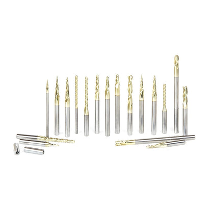 Amana Tool - AMS-143 - 18PC 3D, CARVING CNC ZrN SET