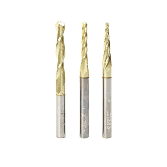 Amana Tool - AMS-146 - 3PC 3D SC CARVING BALLNOSE ZrN
