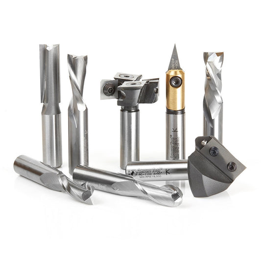 Amana Tool - AMS-170 - 8PC CNC COLLECTION 1/2"SHK SET