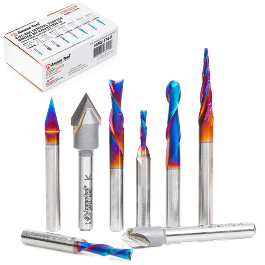Amana Tool - AMS-174-B - 8PC GENERAL PURPOSE CNC 1/4"SK