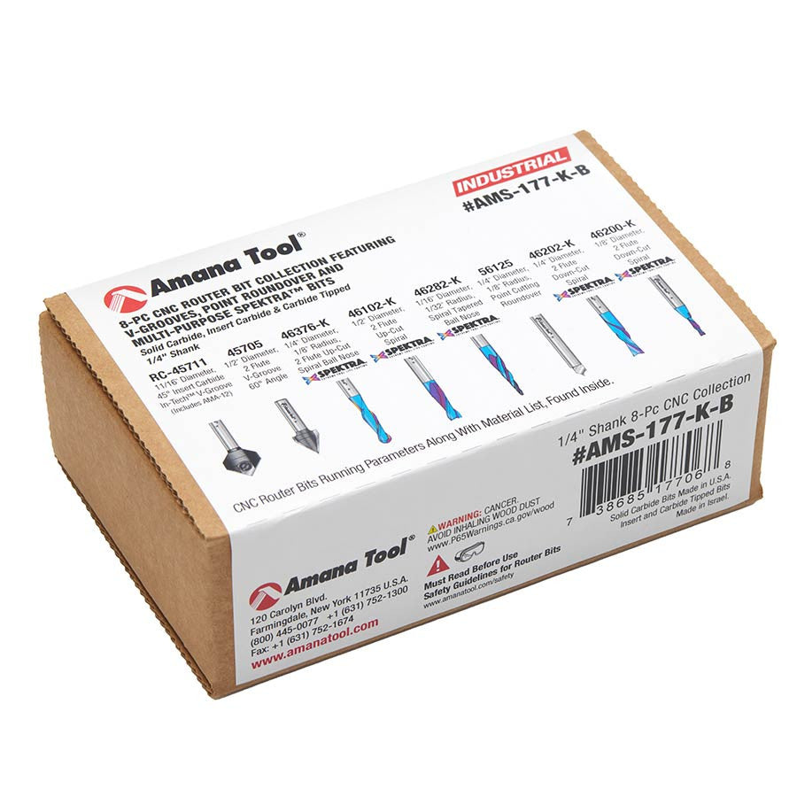 Amana Tool - AMS-177-K-B - 8PC GENERAL PURPOSE CNC 1/4"SK
