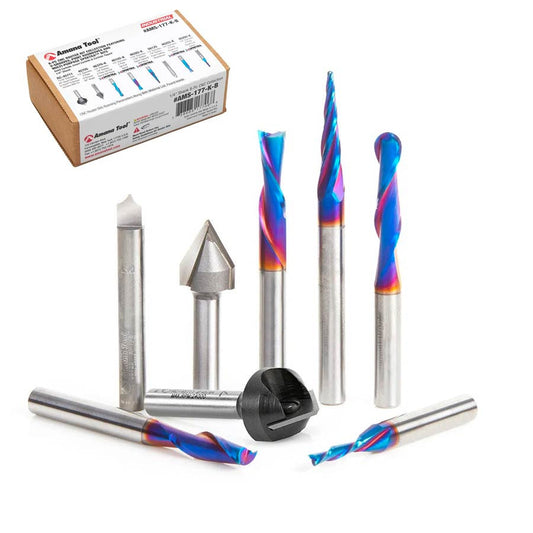 Amana Tool - AMS-177-K-B - 8PC GENERAL PURPOSE CNC 1/4"SK