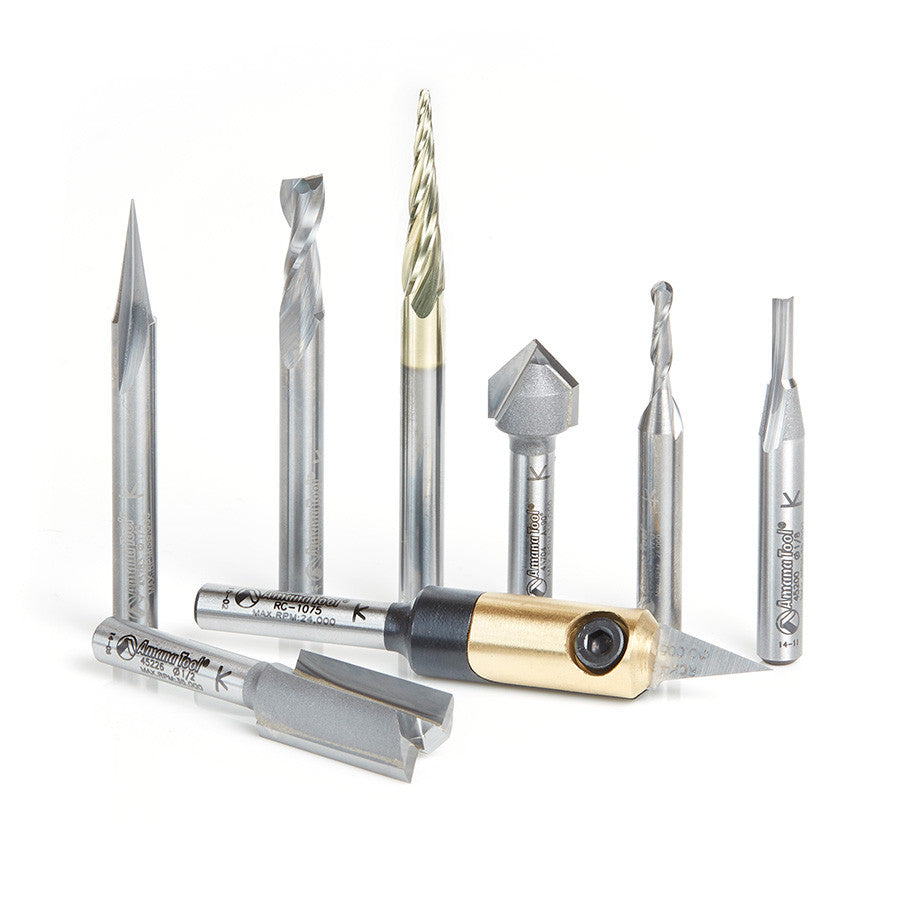 Amana Tool - AMS-178 - 8PC CNC SIGNMAKING STARTR SET