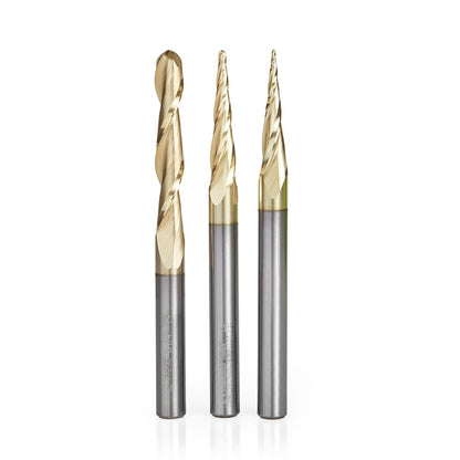 Amana Tool - AMS-185 - 3PC 3D SC CARVING BALLNOSE ZrN