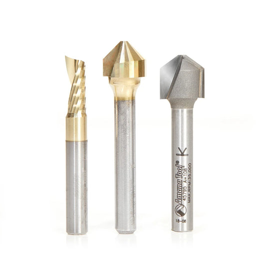 Amana Tool - AMS-213 - 3PC ACM 90D,108DV & 1/4"D PACK