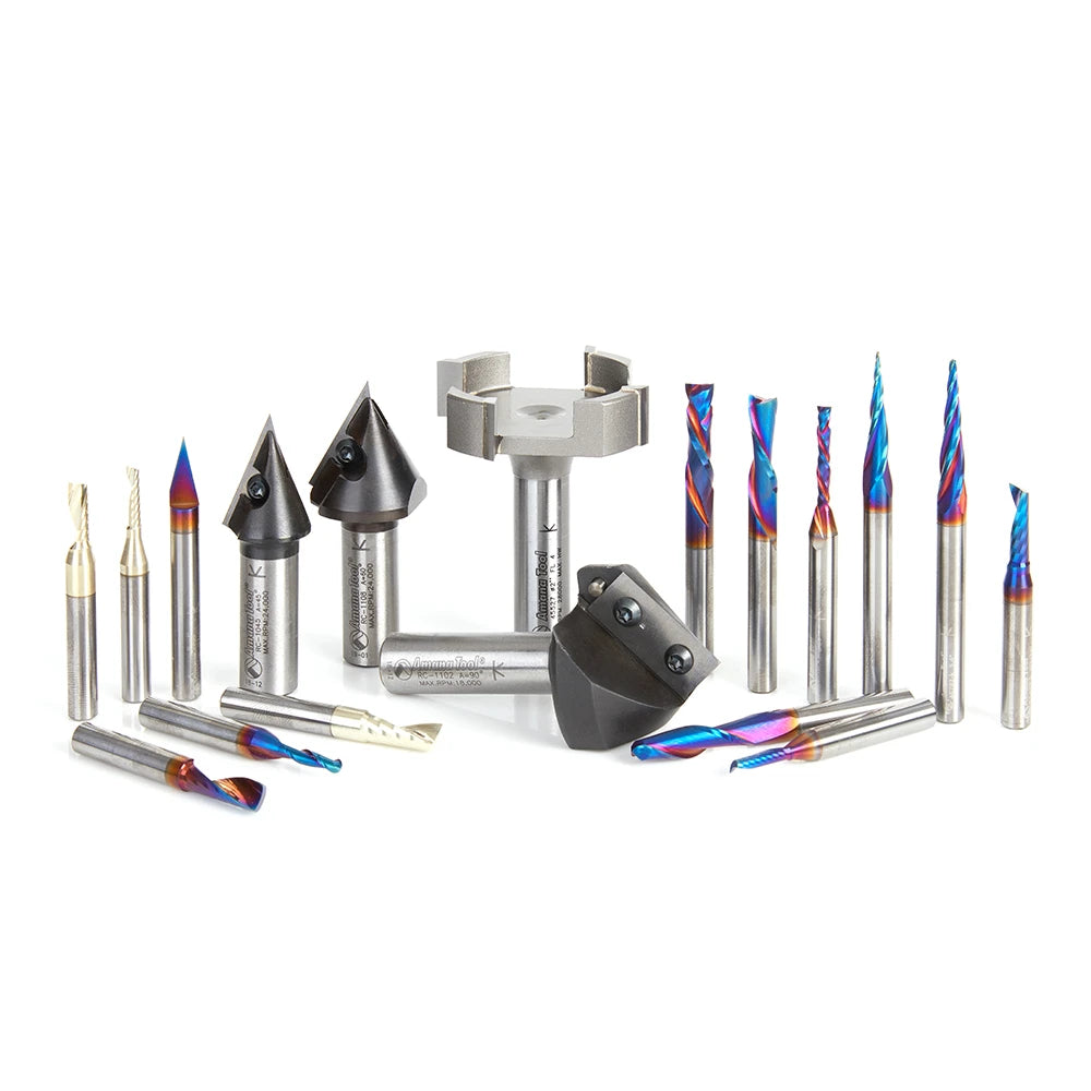 Amana Tool - AMS-222 - 18PC ULTIMATECNC SIGNMAKNG SET