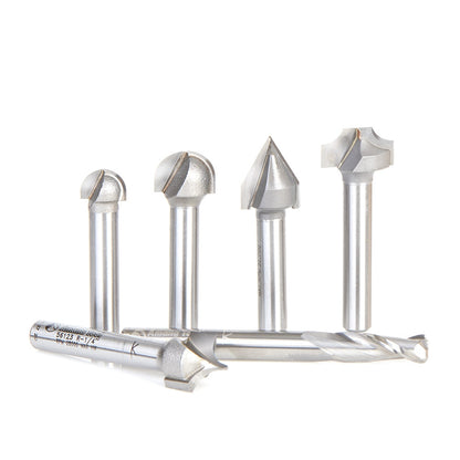 Amana Tool - AMS-223 - 6PC CNC LETTERING SET 1/4 SHNK
