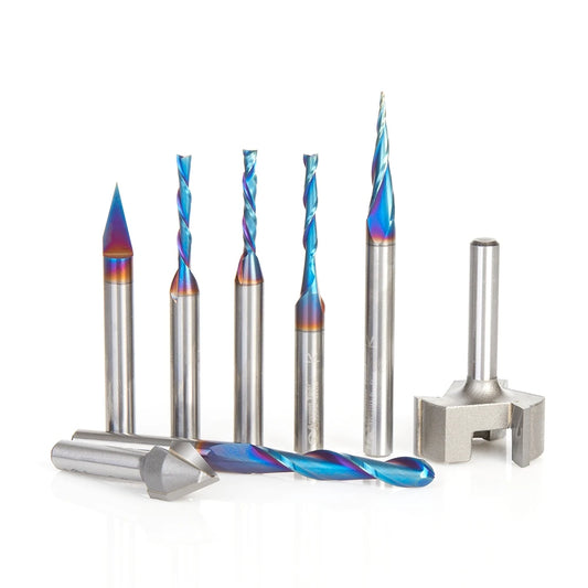 Amana Tool - AMS-224 - 8PC CNC PREMIUM CNC TOOL SET