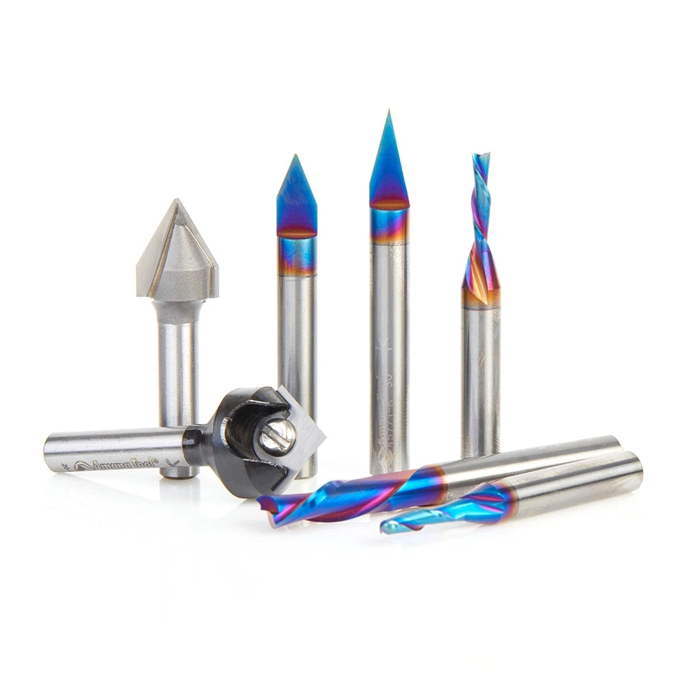 Amana Tool - AMS-227 - 7PC 3D SIGN MAKER KIT 1/4"SHNK