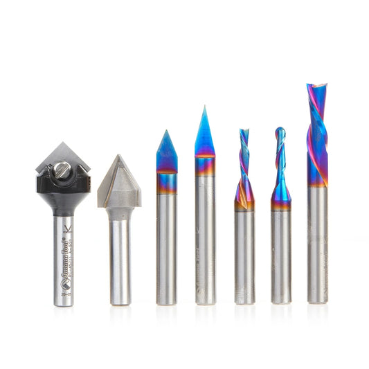 Amana Tool - AMS-227 - 7PC 3D SIGN MAKER KIT 1/4"SHNK