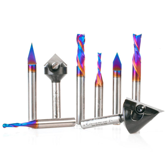 Amana Tool - AMS-228 - 8PC 3D SIGN MAKER KIT 1/4"SHNK