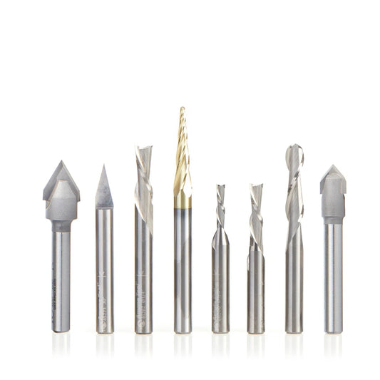 Amana Tool - AMS-289 - 8PC GENERAL PURPOSE CNC 1/4"SK