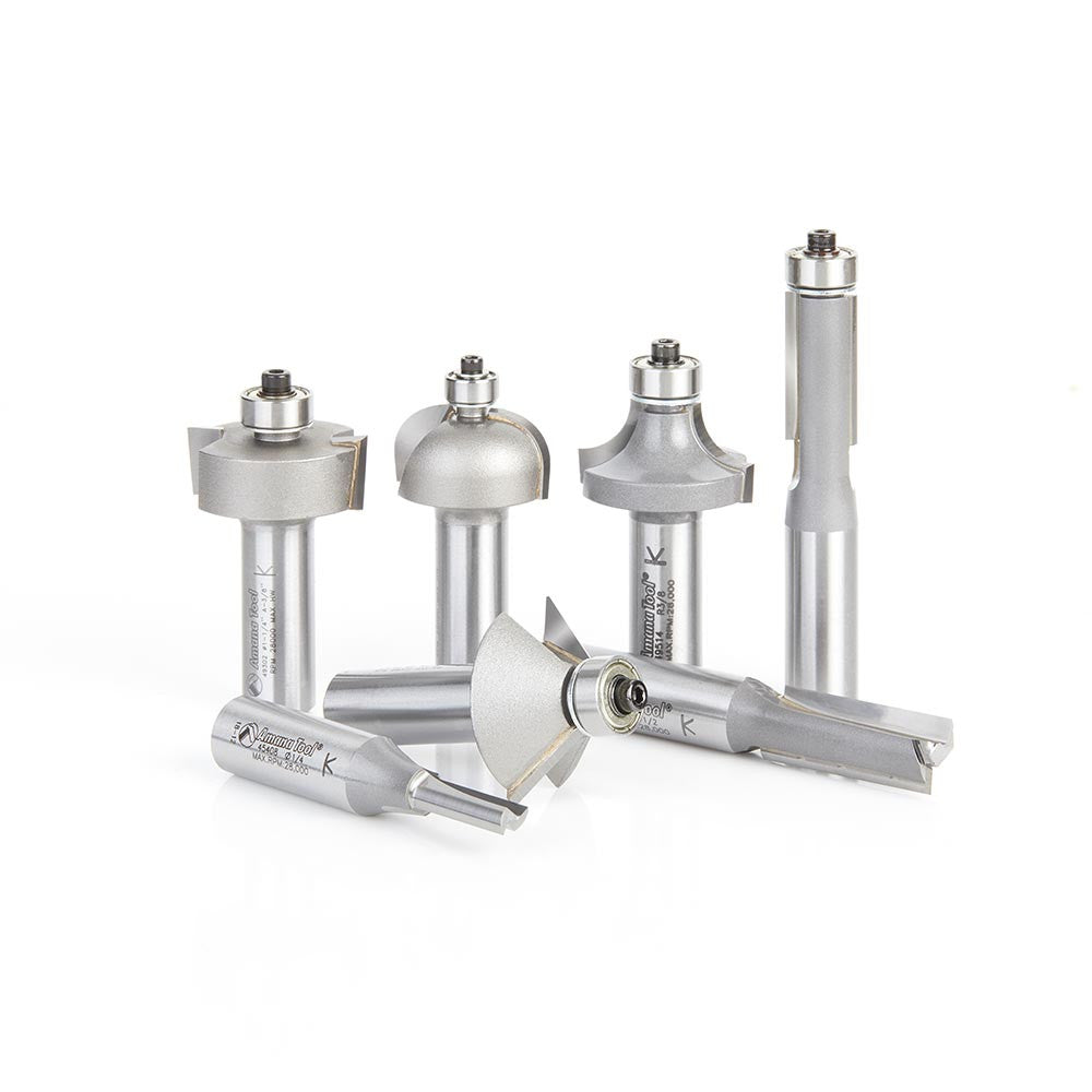 Amana Tool - AMS-406 - 7PC BASIC ROUTER BIT SET 1/2SK