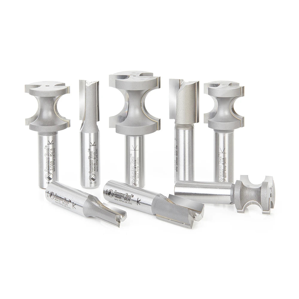 Amana Tool - AMS-407 - 8 PC STRAIGHT & BULLNOSE SET