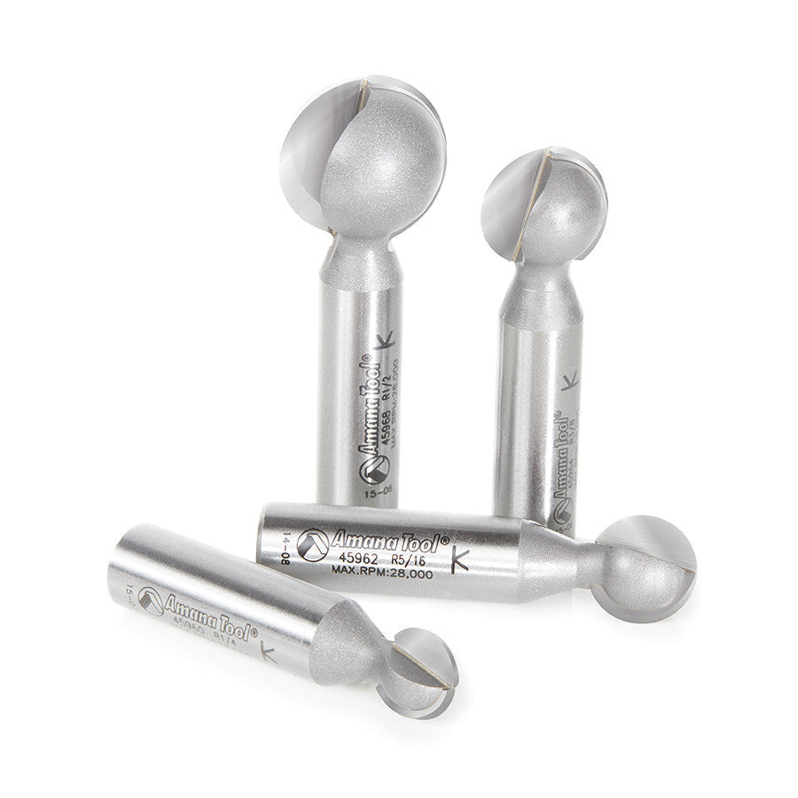 Amana Tool - AMS-557 - 4 PCS BALL END SET 1/2 SHANK