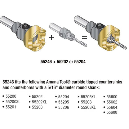 Amana Tool - AMS-629 - 3PC COUNTERSINK SET ROUND SHK