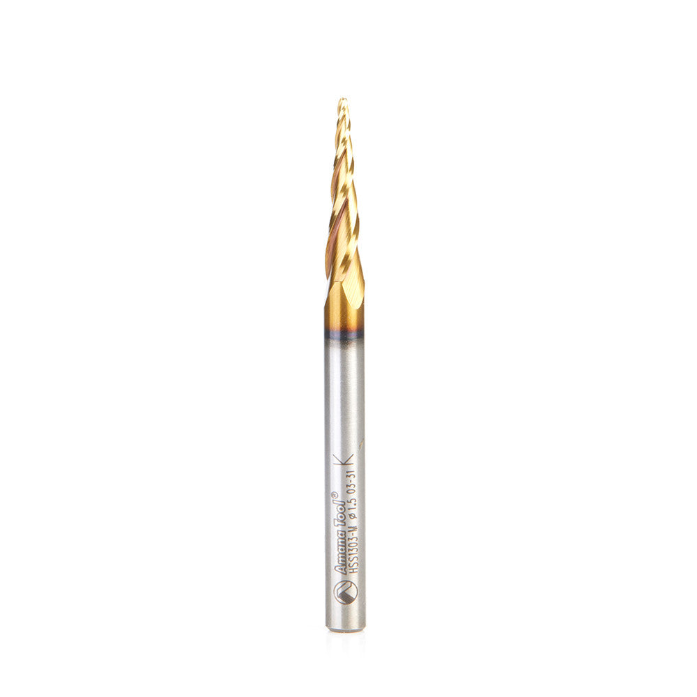 Amana Tool - HSS1303-M - HSS 1.5mm TAPERED BALL END ZrN
