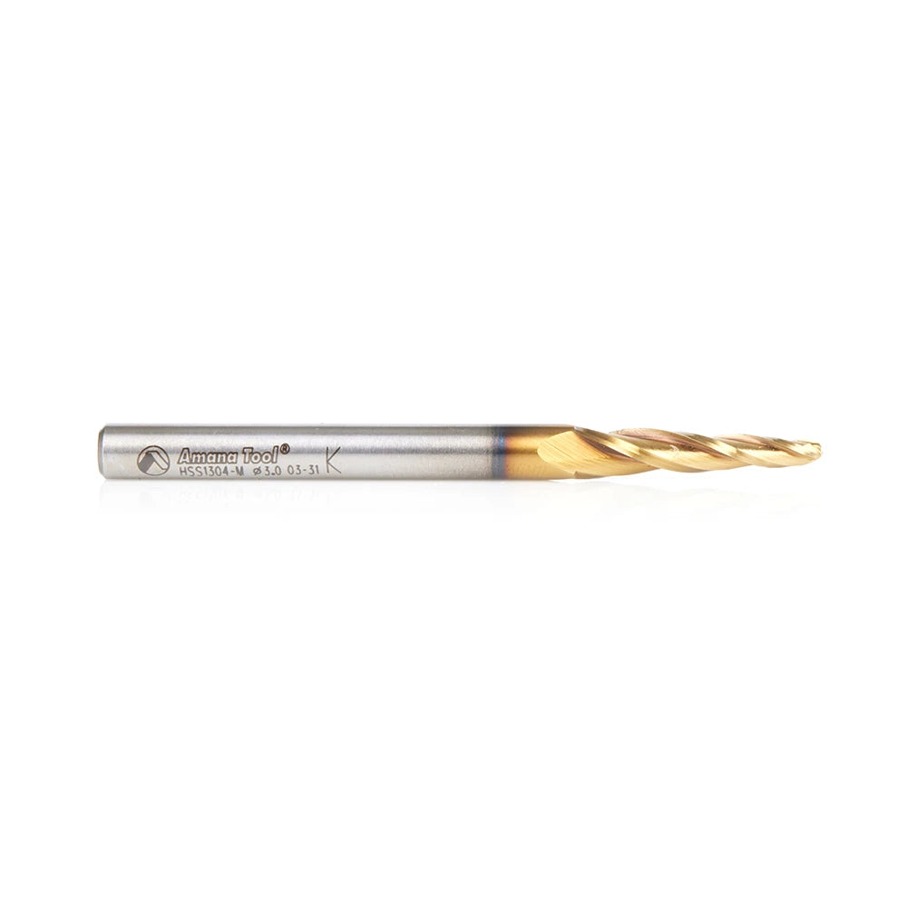 Amana Tool - HSS1304-M - HSS 3mm  TAPERED BALL END ZrN