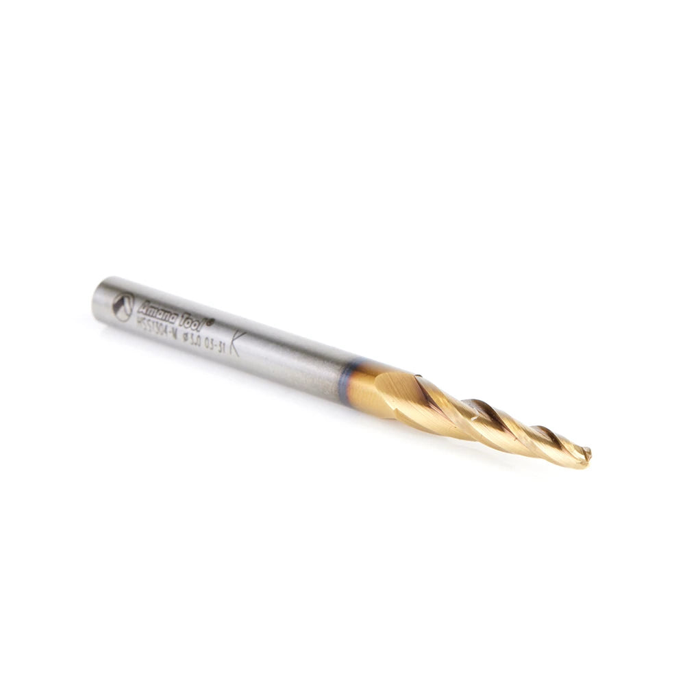 Amana Tool - HSS1304-M - HSS 3mm  TAPERED BALL END ZrN