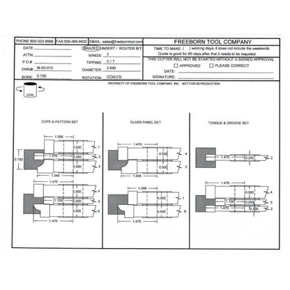 FREEBORN - MC-50-010 - CARBIDE COPE & PATTERN SET Shaper Cutter