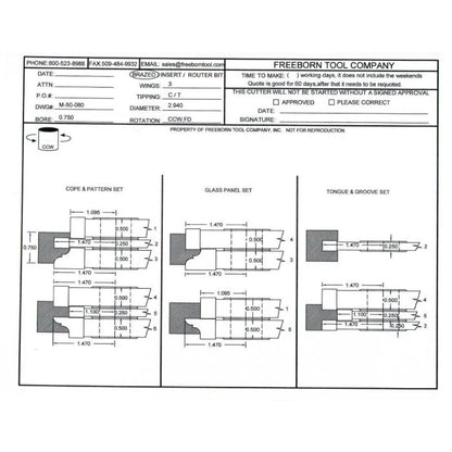 FREEBORN - MC-50-080 - CARBIDE COPE & PATTERN CUTTER SET Shaper Cutter