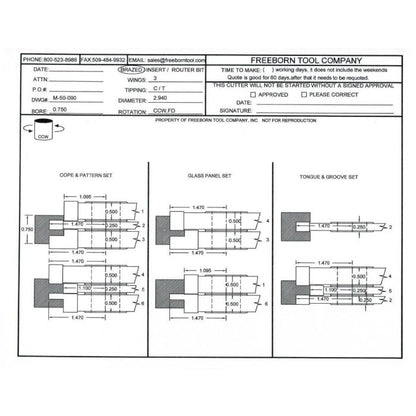 FREEBORN - MC-50-090 - CARBIDE COPE & PATTERN SET Shaper Cutter