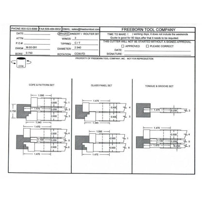 FREEBORN - MC-50-091 - CARBIDE COPE & PATTERN CUTTER SET Shaper Cutter