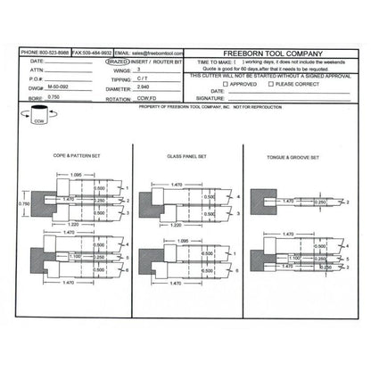 FREEBORN - MC-50-092 CARBIDE COPE & PATTERN CUTTER SET Shaper Cutter