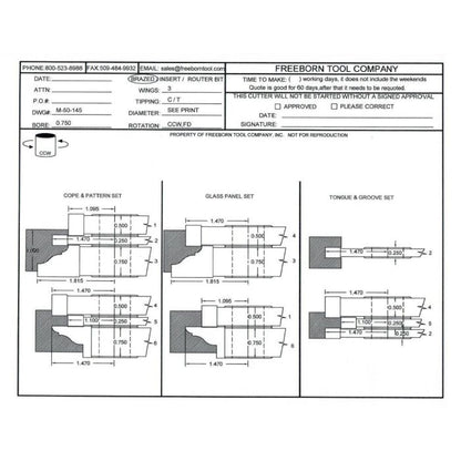FREEBORN - MC-50-145 - CARBIDE COPE & PATTERN CUTTER SET Shaper Cutter