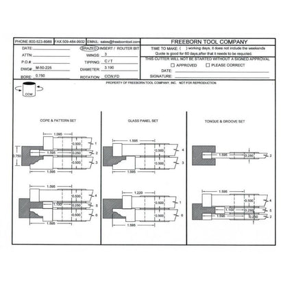 FREEBORN - MC-50-225 - CARBIDE COPE & PATTERN SET Shaper Cutter