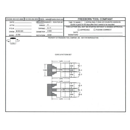 FREEBORN - MC-50-320 - CARBIDE DOUBLE SIDED COPE & PATTERN CUTTER SET Shaper Cutter