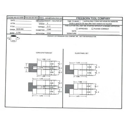 FREEBORN - MC-50-500 - CARBIDE FLAT PANEL COPE & PATTERN CUTTER SET Shaper Cutter