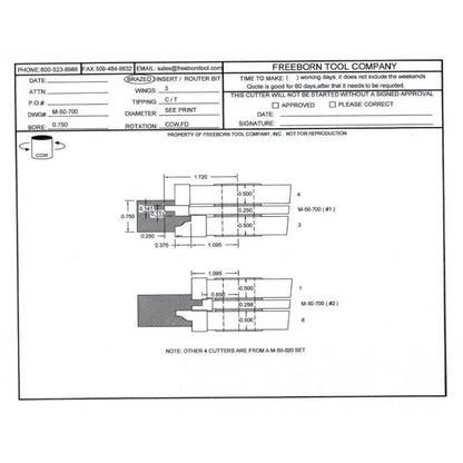 FREEBORN - MC-50-700 - CARBIDE TONGUE & GROOVE CUTTER Shaper Cutter